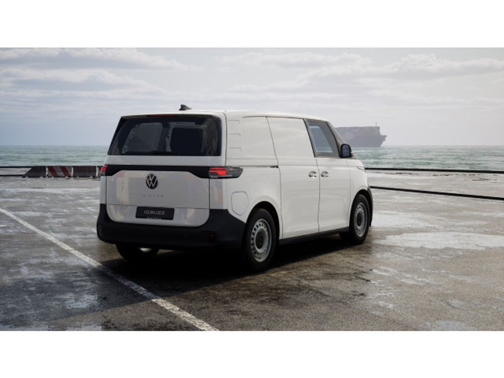 VW ID. Buzz Cargo Pure Motor: 140 kW (190 PS) 58 kWh Getriebe: 1-Gang-Automatikgetriebe Radstand: 2989 mm