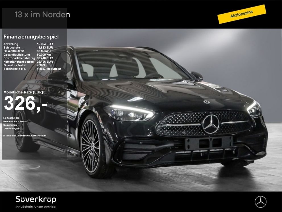 MERCEDES-BENZ C 200 d T AMG NIGHT SPUR AHK DISTR 360 PDC SHZ